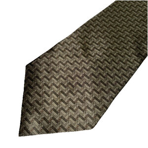 Zylos Gold George Machado Green Pattern Italian Silk Tie